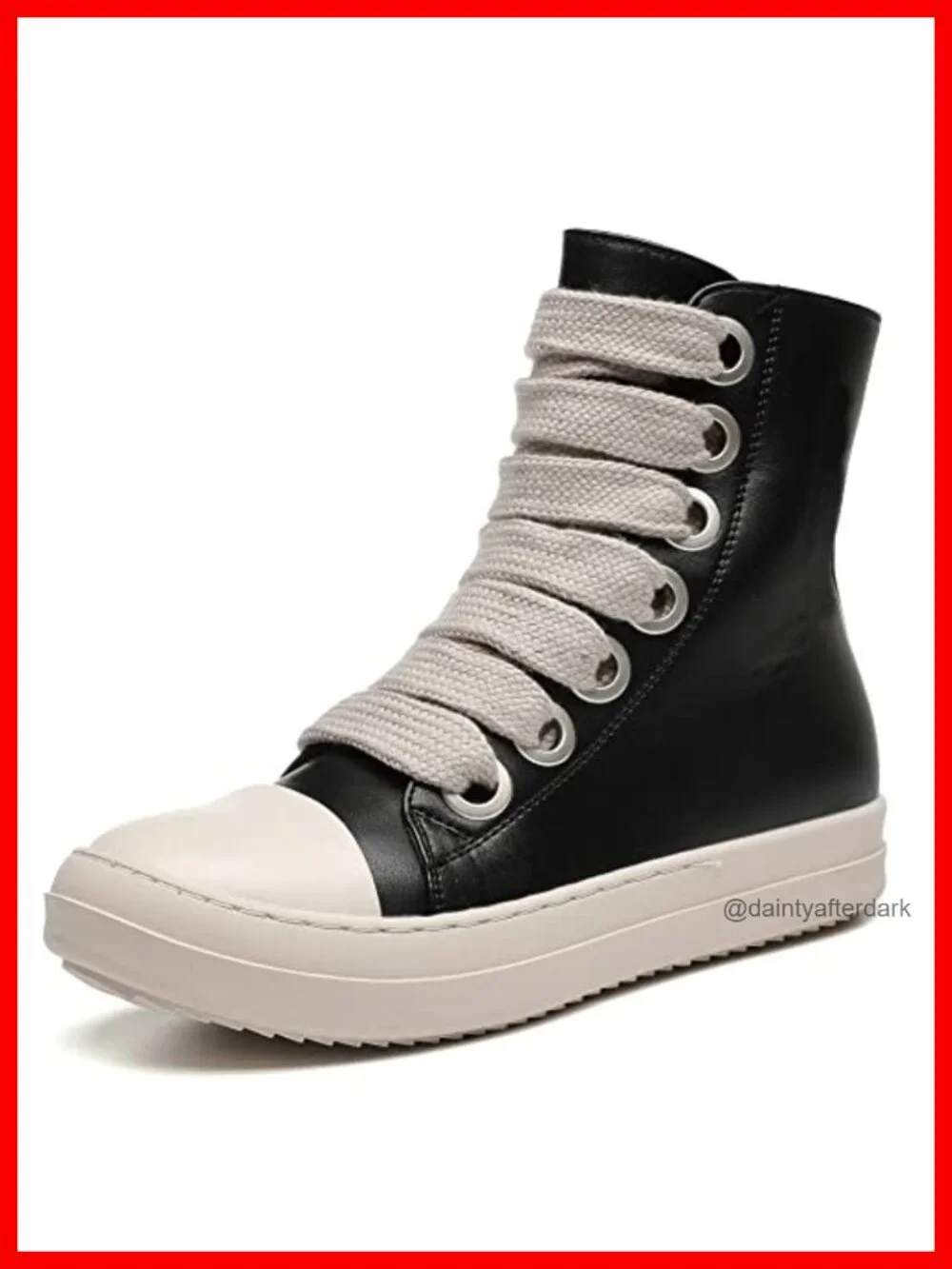 High Top Platform Sneakers with Zipper Vegan PU Leather Comfortable Lace Up